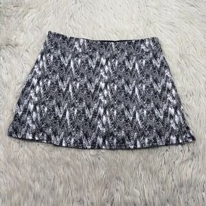 Tranquility Women's S Black White Printed Pull on Knit Skirt Short Liner